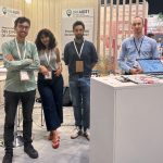 Titouan Serrandour et Bushra Canaan, professeurs travaillant pour l'Institut IRIMAS, au salon Ici on agit à Strasourg